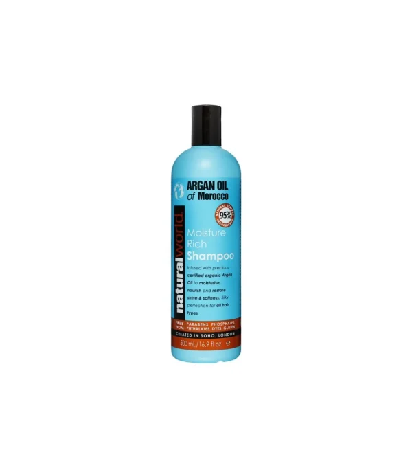 NATURAL WORLD MOROCCAN ARGAN OIL MOISTURE RICH SHAMPOO 500ML^ Cabello